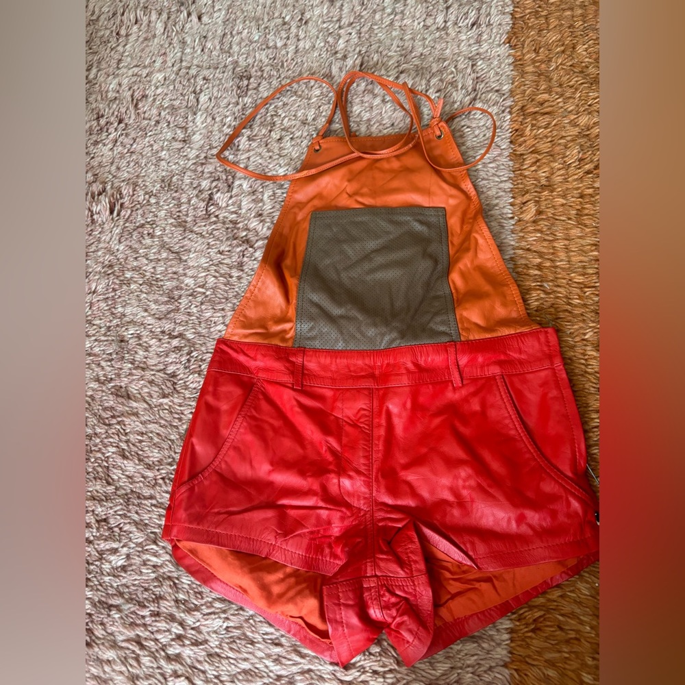 NWT One Teaspoon Leather Short Overalls